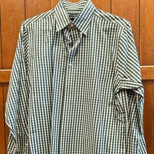 Croft & Barrow Green Check Men's Button Up Shirt (Size 16 | 34/35)